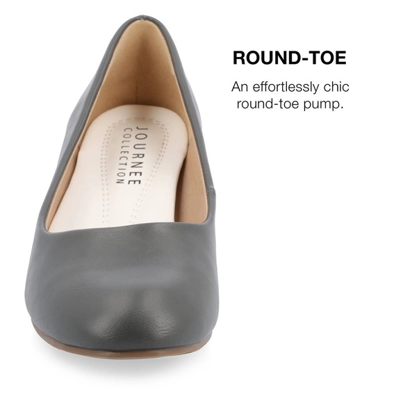 JOURNEE COLLECTION Luu Round Toe Pumps Mini Heel Grey Size 10 NEW - Picture 15 of 16